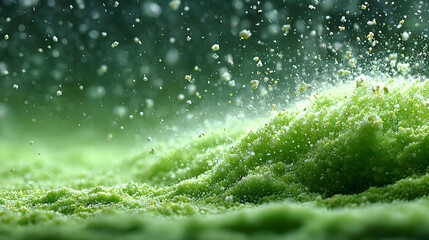 Close-up of Green Powder Splashing, Abstract Texture