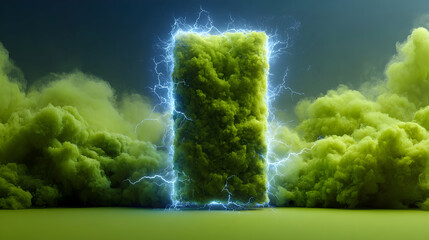 Abstract Green Energy: Lightning Strikes Cloud Power