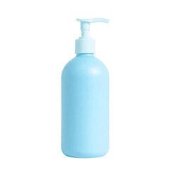 Blue pump dispenser bottle isolated on transparent background