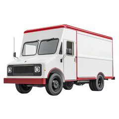 White Food Truck with Red Accents, Ideal for Mobile Catering and Events on transparent background