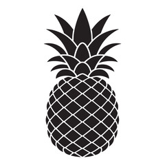 Obraz premium Vector black silhouette of a pineapple isolated on a white background. high qulity vector pineapple art.