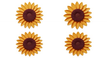 Yellow sunflower decorative elements