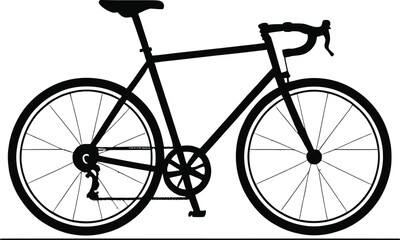 Obraz premium Minimalist Black Silhouette Of A Road Bicycle Presented Against A Clean White Backdrop Suited For Cycling Enthusiasts Or Designers Looking For A Simple Yet Striking Graphic Illustration For