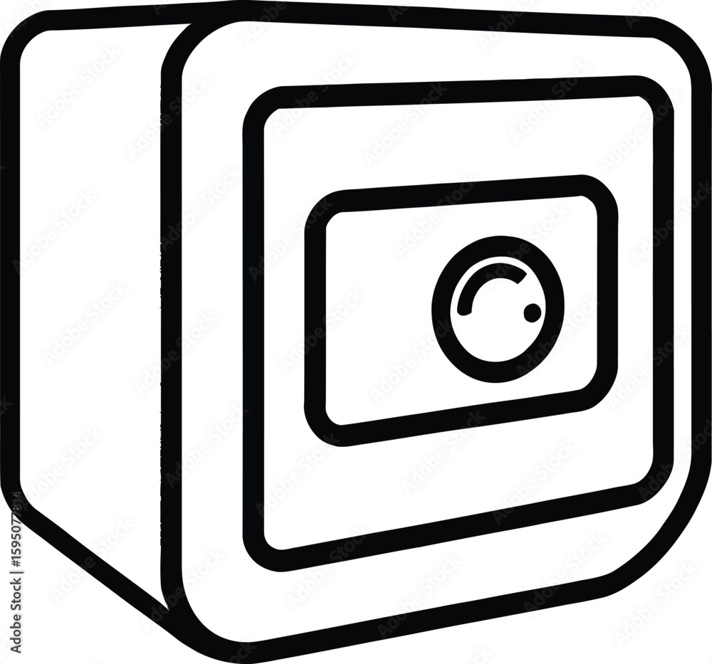 Poster simple line art safe secure box vector illustration for business and finance concepts security symbo