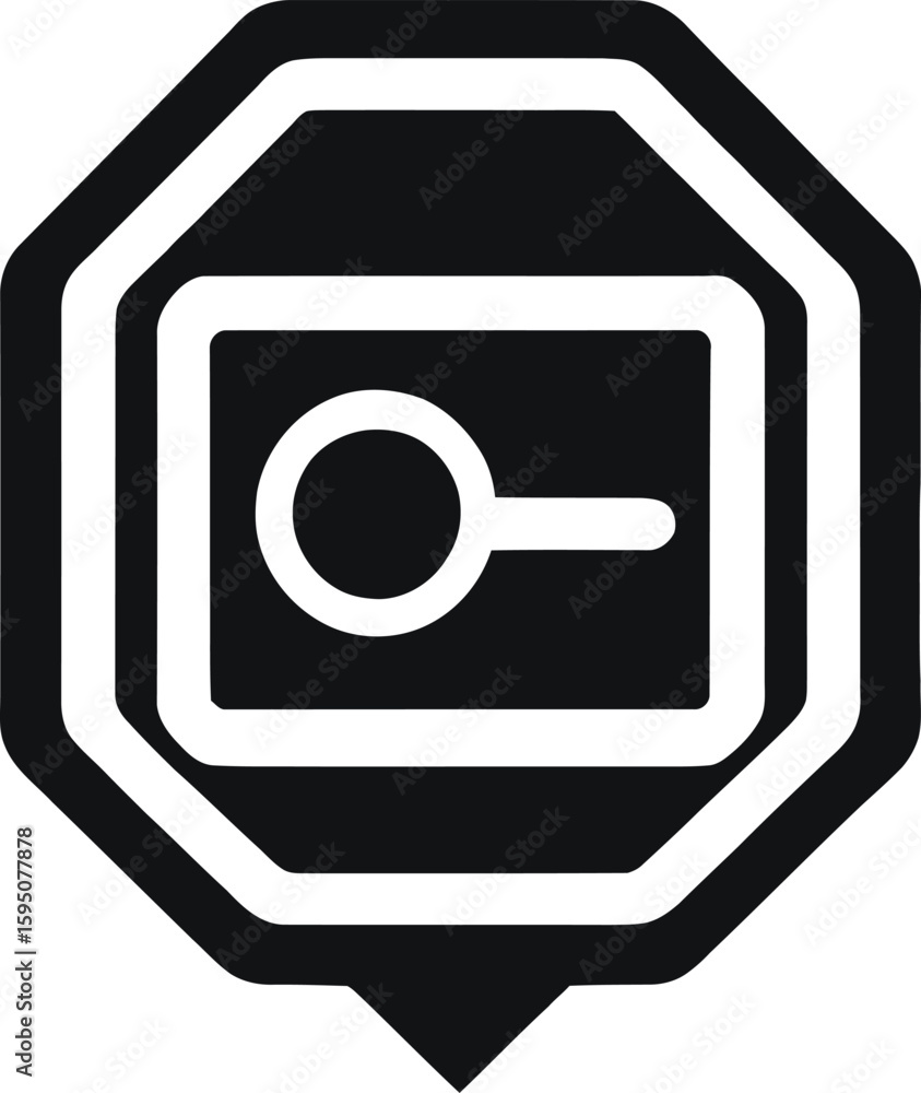 Fototapete minimalist black and white icon of data security or connection with pin location ideal for web desig