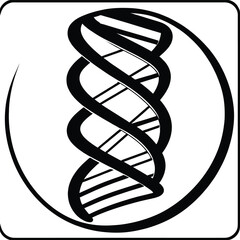 Black And White Dna Strand Graphic Illustration For Science And Healthcare Visuals Simple Vector Design For Educational Material And Genetic Research Concepts