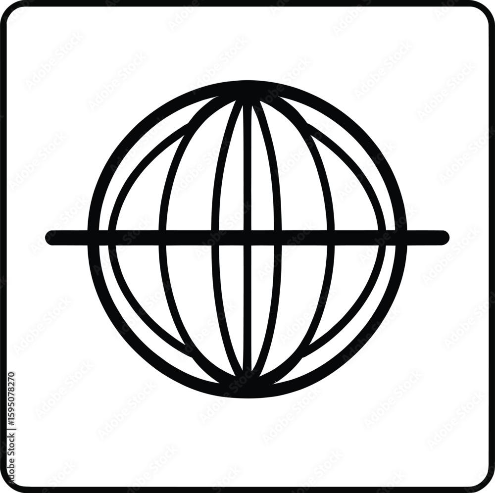 Poster globe icon graphic minimalist world symbol for navigation apps website design geography education an