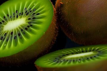 Fresh green kiwi slices