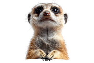 Meerkat Suricata suricatta isolated on white background