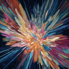Abstract explosion of vibrant colors radiating outward