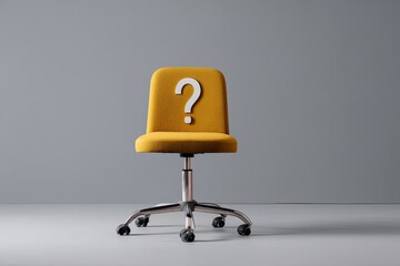Empty yellow chair with a question mark