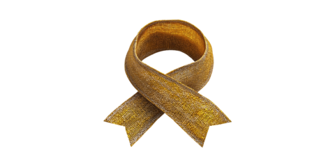 Golden Burlap Awareness Ribbon Symbolizing Support And Causes Isolated On Transparent Background