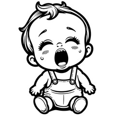 Infant yawning with watery eyes – Baby expression, sleepiness, cuteness
