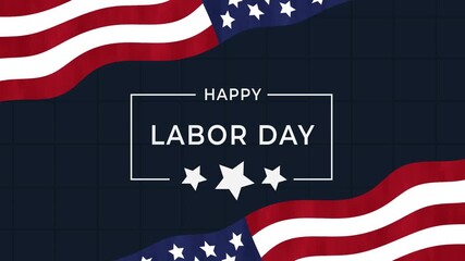 Happy Labor Day Holiday Animation USA Flag Waving