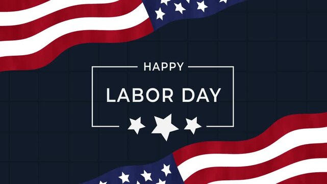 Happy Labor Day Holiday Animation USA Flag Waving