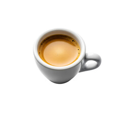 Fototapeta premium A single white espresso cup filled with rich brown coffee and crema isolated on transparent background