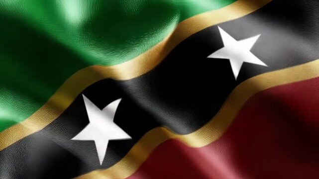 The vibrant flag of Saint Kitts and Nevis waves proudly, symbolizing the nation's independence and cultural heritage during a celebratory moment.