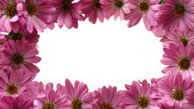 Pink daisy flower frame isolated on transparent background