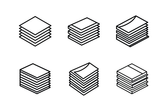 paper stack icon line art vector illustration