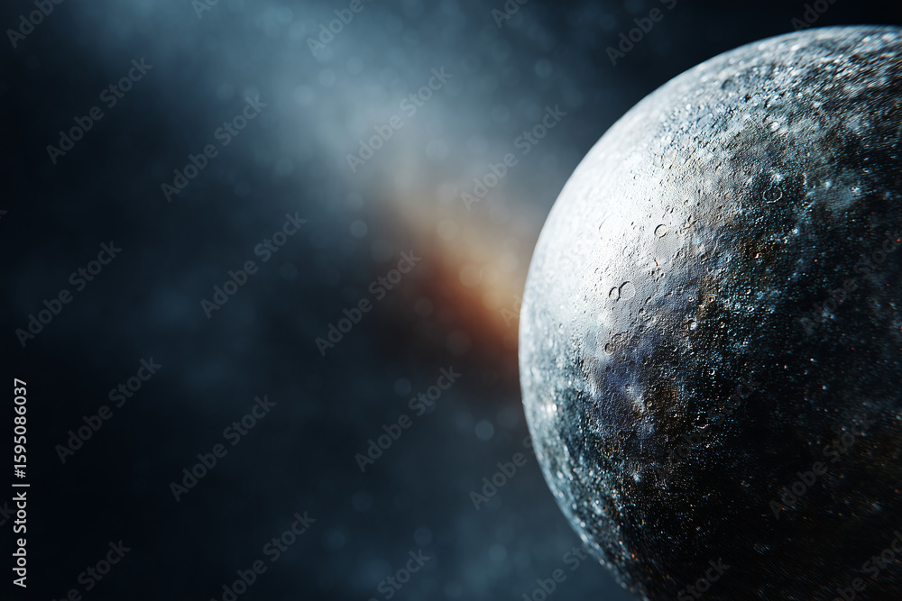 Poster the planet with beautiful clouds in the outer space environment
