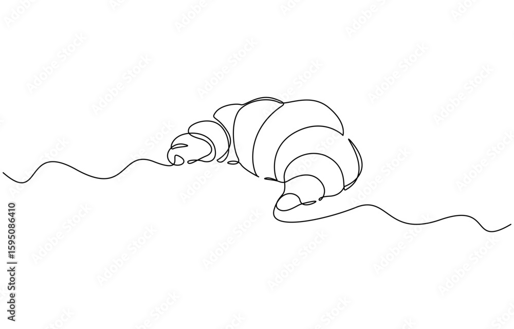 Poster continuous one line drawing of croissant minimalism vector illustration. single line art croissant i