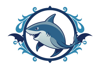 Fototapeta premium Ocean Waves Shark Attack Vector Flat Design Illustration for Aggressive Shark Clipart