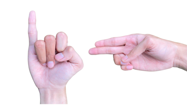 Woman's hand with index finger pointing up, making a touching or choosing gesture. female hands isolated on white background. female hands isolated on white. hand of the child. sign language - Powered by Adobe