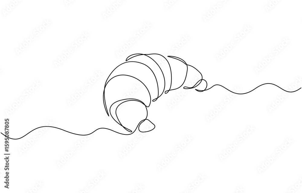 Poster continuous one line drawing of croissant minimalism vector illustration. single line art croissant i