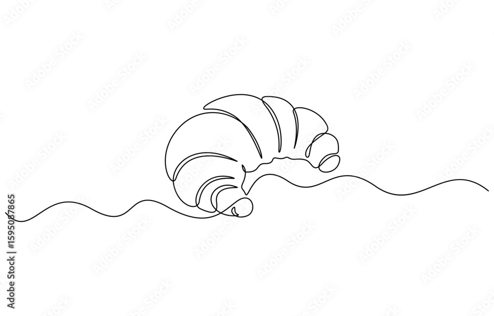 Poster continuous one line drawing of croissant minimalism vector illustration. single line art croissant i