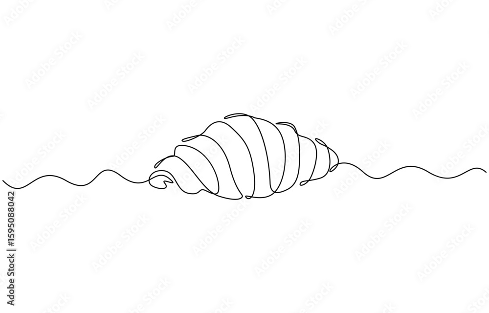 Poster continuous one line drawing of croissant minimalism vector illustration. single line art croissant i