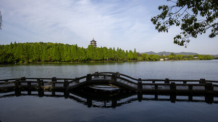 Scenic Hangzhou Westlake on a spring morning