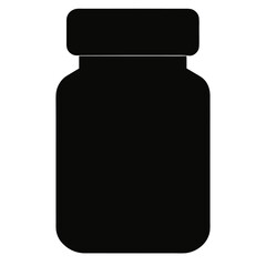 Simple silhouette of a pill bottle isolated on white background