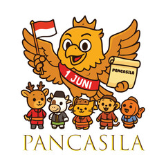 Pancasila Day Golden Garuda Proudly Carrying Indonesian Flag as Symbol of Unity and National Spirit