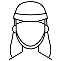 Fototapeta premium Clean line art drawing of a medical face shield with a protective headband isolated on white background
