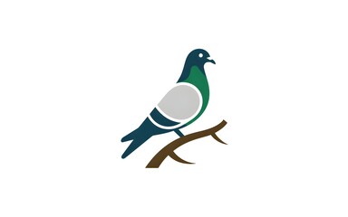 Obraz premium Stylized Pigeon Perched on a Branch Minimalist Graphic bird animal