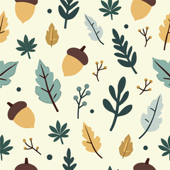 seamless pattern with autumn leaves