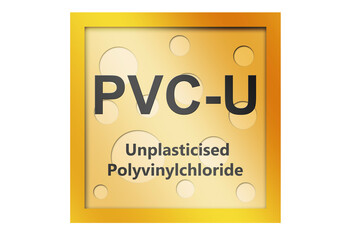 Unplasticised Polyvinylchloride (PVC-U) polymer symbol isolated