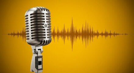 Fototapeta premium Using Microphone for Voice Recording with Sound Wave