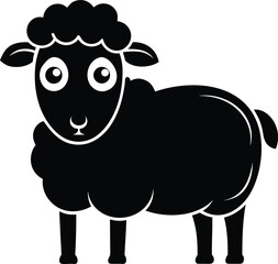 Cartoon sheep graphic, cute outline drawing, kids coloring illustration, animal character sketch, fun art vector