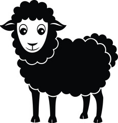 Cartoon sheep graphic, cute outline drawing, kids coloring illustration, animal character sketch, fun art vector