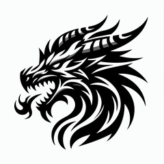 Intricate Dragon Head Illustration - Symbol of Power and Mystical Creature for Graphic Design and Creative Art