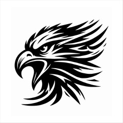Bold Eagle Head Silhouette Striking Graphic Illustration for Wildlife and Design Enthusiasts