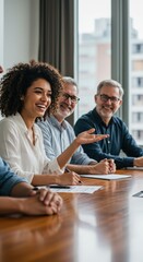 Diverse Group of Businesspeople Engaged in Meeting in Modern Office