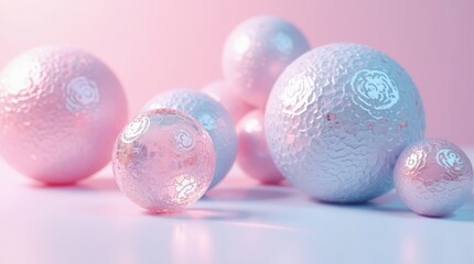 Pastel Pink and Blue Textured Spheres Abstract Background