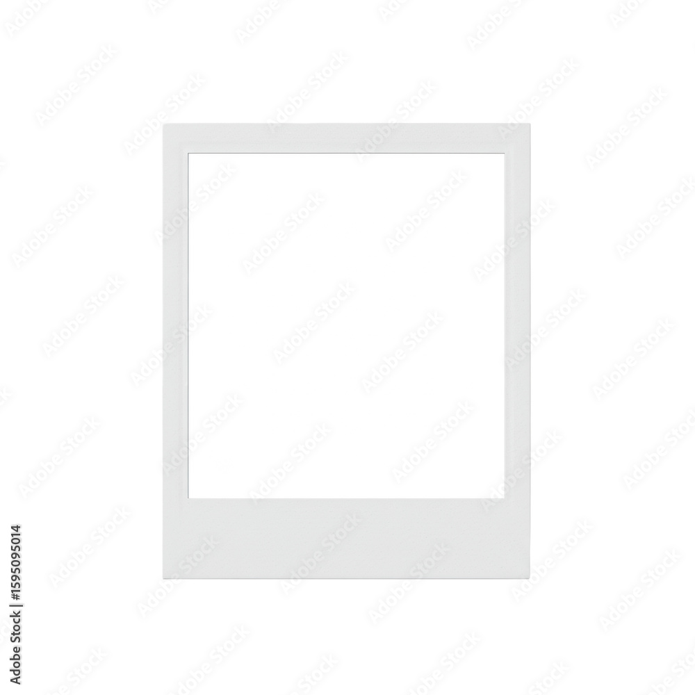 Poster empty, transparent, classic instant photo print frame with a subtle textured border, blank placehold