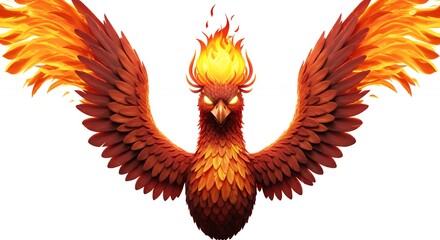 Obraz premium Fiery phoenix with outstretched wings