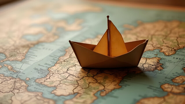 Paper Boat on Atlas Population Density Urban Centers