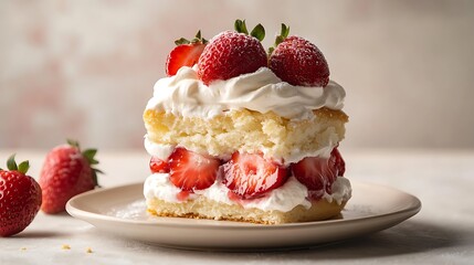 Strawberry Shortcake with Whipped Cream and Fresh Berries