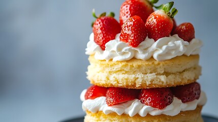Layered Strawberry Shortcake with Whipped Cream