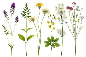 wild flowers isolated on white